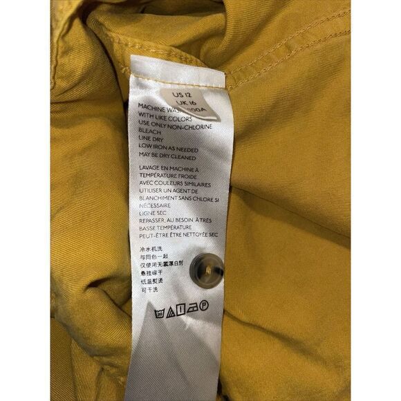 Anthropologie Maeve Marlie‎ Dress Sz 12 Button Front Collar Yellow Gold - Picture 7 of 8